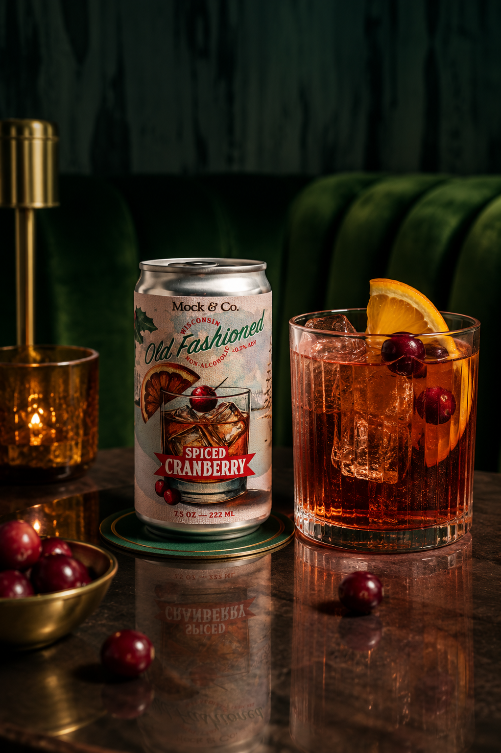 Spiced Cranberry Wisconsin Old Fashioned (Non-Alcoholic)